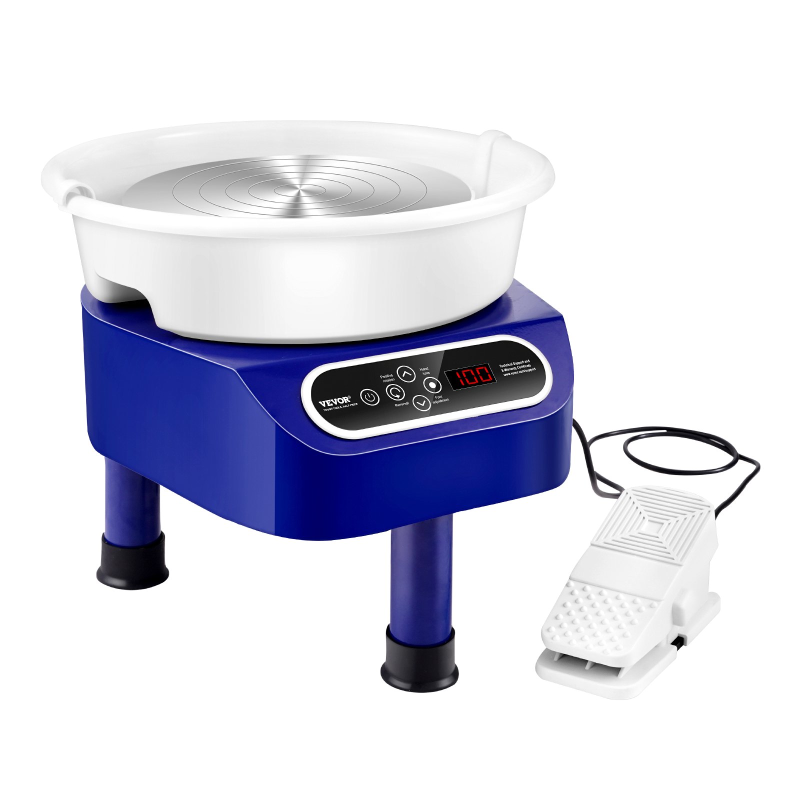 V952-ZQLPJSJS10YC01YWVV3-202507141233-00 VEVOR Pottery Wheel, 10 inch Pottery Forming Machine, 350W Electric Wheel for Pottery with Foot Pedal and LCD Touch Screen, Direct Drive Ceramic Wheel with 3 Support Legs for DIY Art Craft, Blue - Image 1