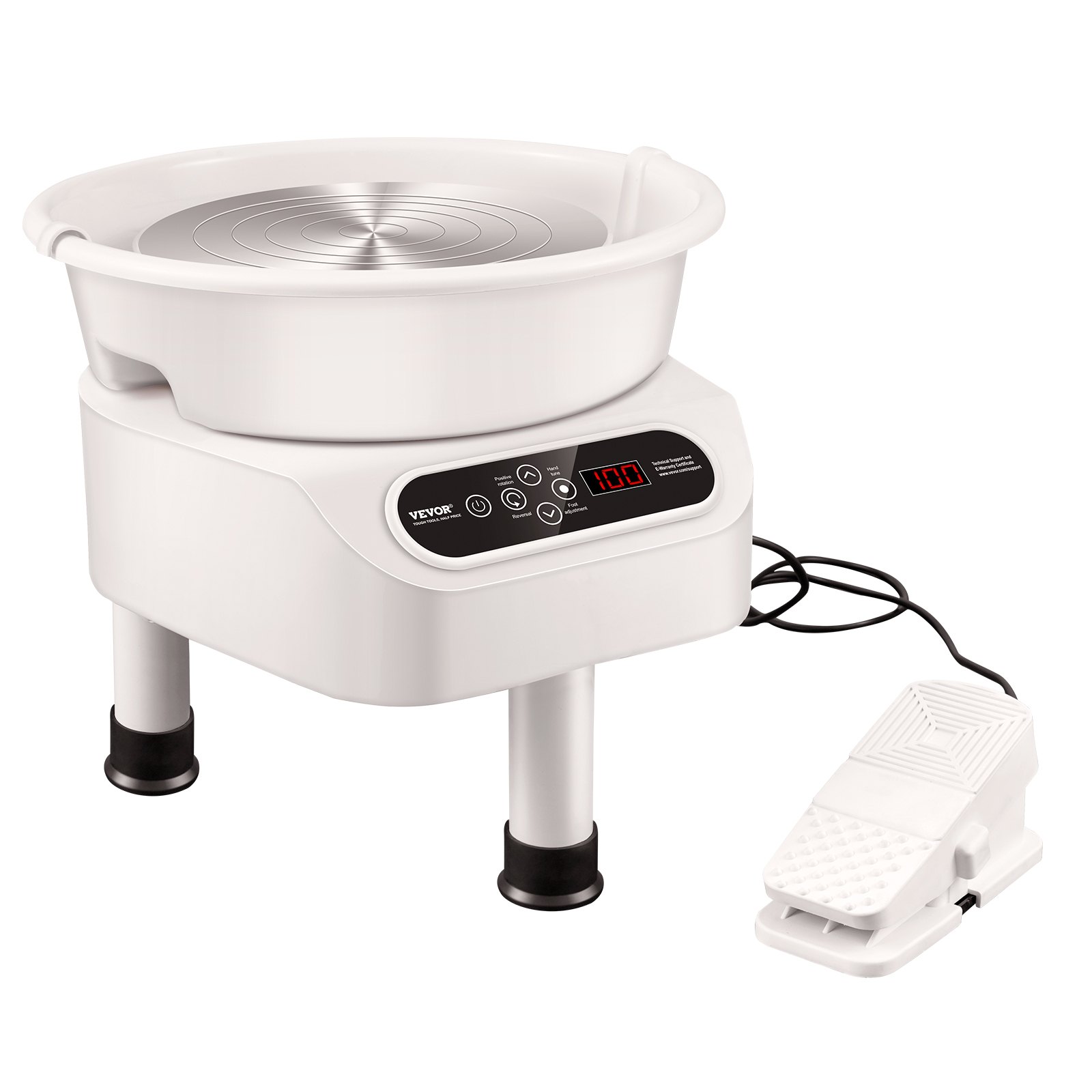 V952-ZQLPJSJS11YCDNPP1V3-202508011820-00 VEVOR Pottery Wheel, 11 inch Pottery Forming Machine, 450W Electric Wheel for Pottery with Foot Pedal and LCD Touch Screen, Direct Drive Ceramic Wheel with 3 Support Legs for DIY Art Craft, White - Image 1