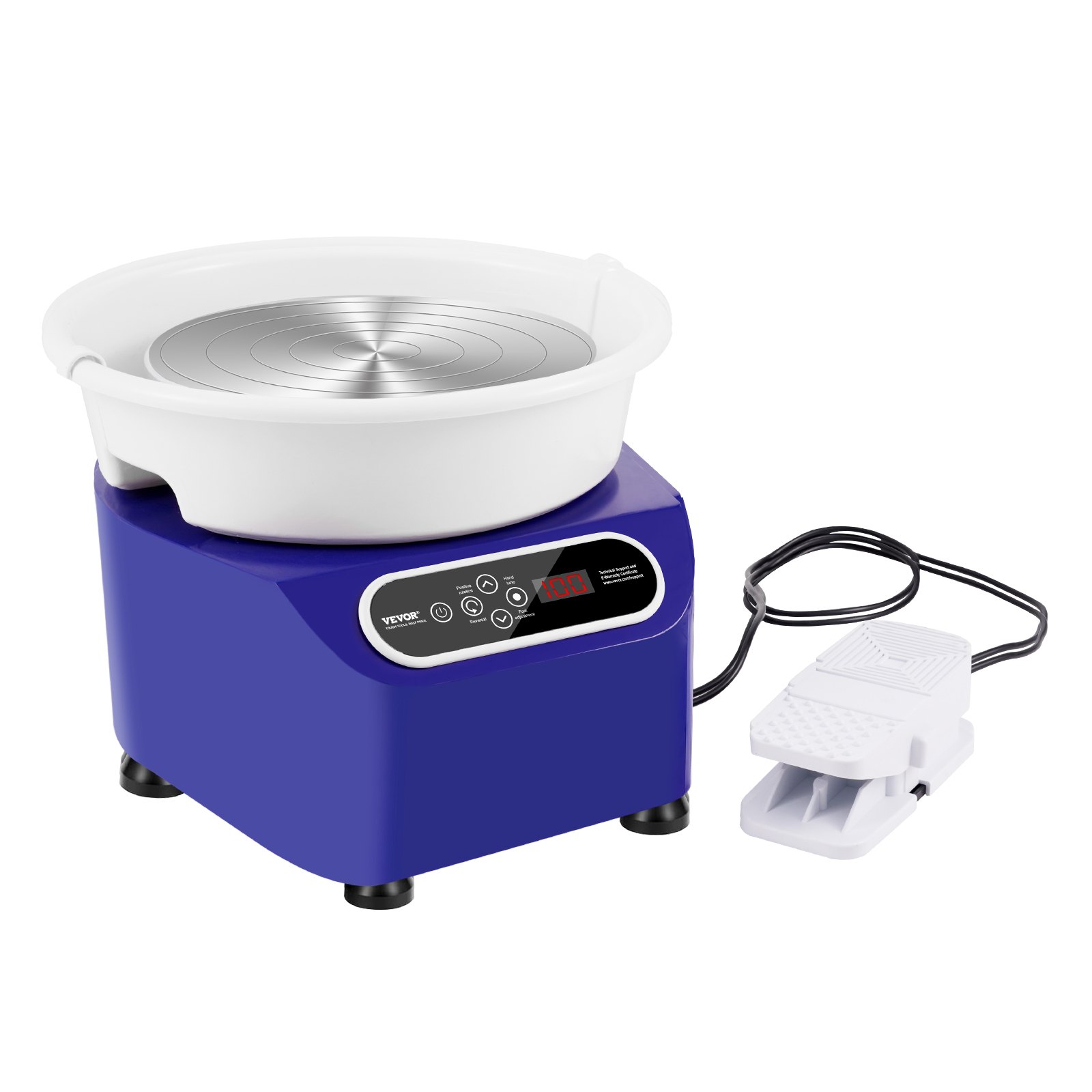 V952-ZQLPJXS10YC3BXLC8V3-202508011836-00 VEVOR Pottery Wheel, 10 inch Pottery Forming Machine, 350W Electric Wheel for Pottery with Foot Pedal and LCD Touch Screen, Direct Drive Ceramic Wheel with Shaping Tools for DIY Art Craft, Blue - Image 1