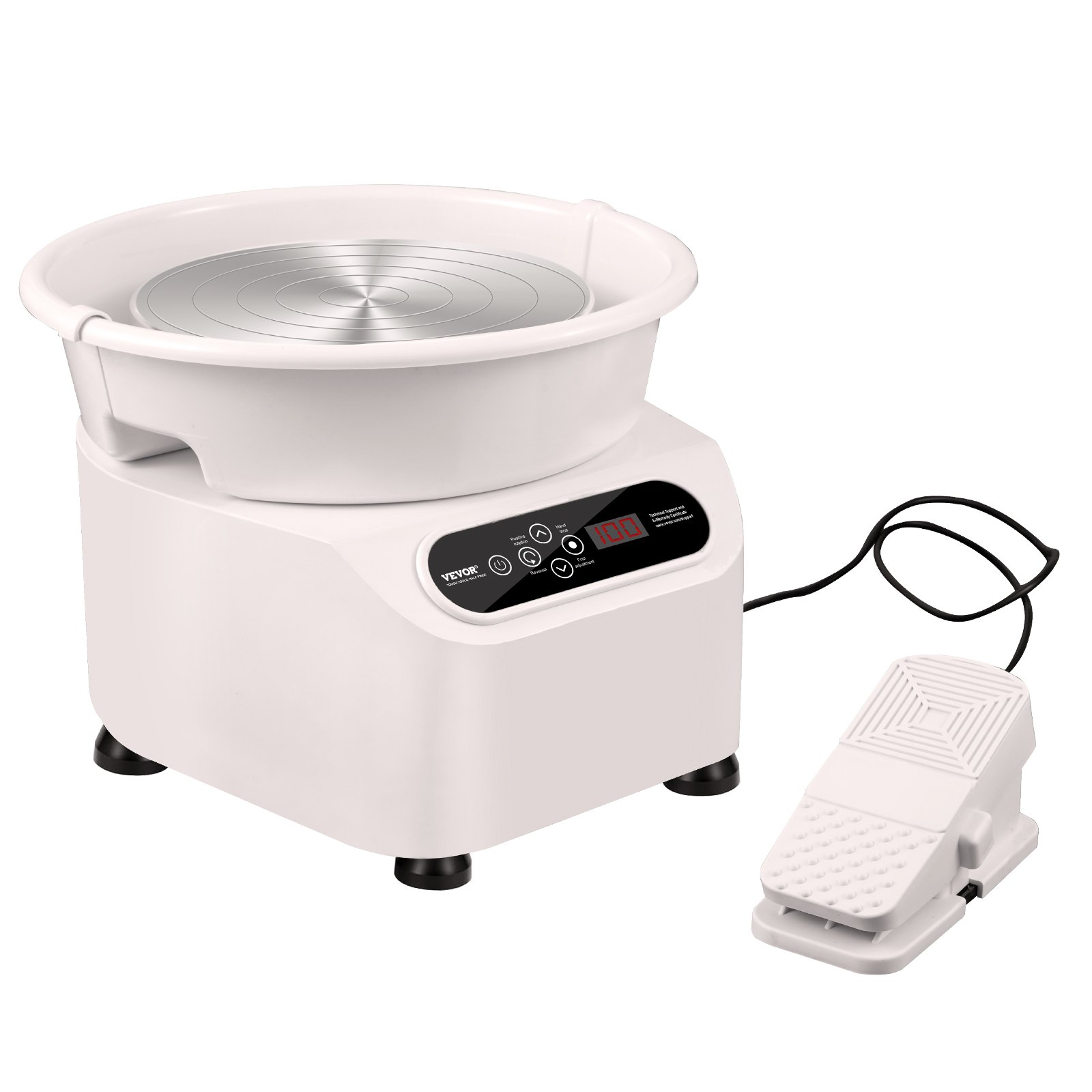 V952-ZQLPJXS11YC3GD3ZZV3-202507141637-00 VEVOR Pottery Wheel, 11 inch Pottery Forming Machine, 350W Electric Wheel for Pottery with Foot Pedal and LCD Touch Screen, Direct Drive Ceramic Wheel with Shaping Tools for DIY Art Craft, White - Image 1