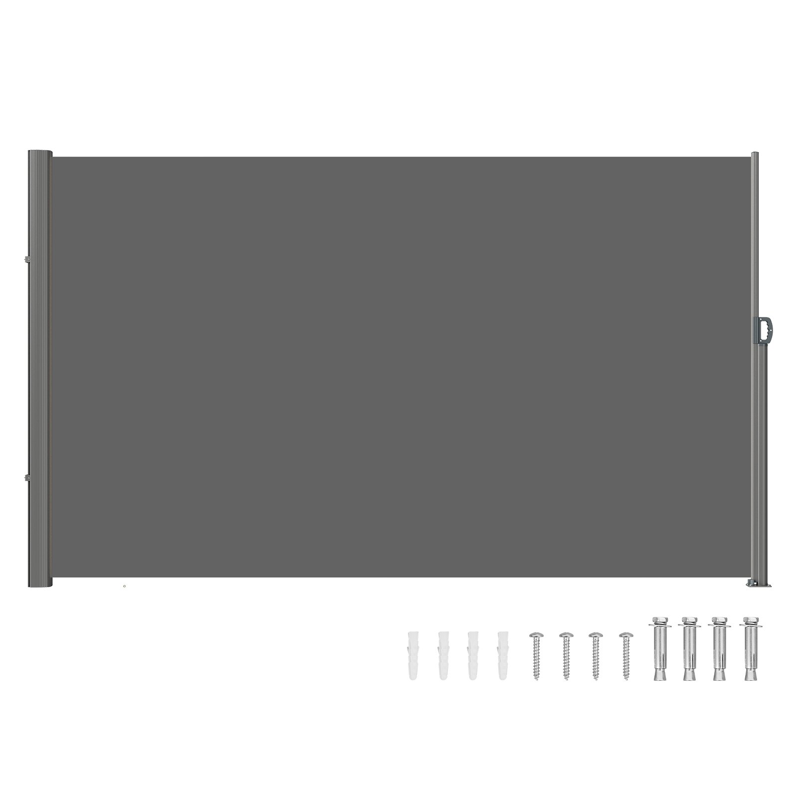 V952-ZYPF160X300CMGY01V0-202507141215-00 VEVOR Retractable Side Awning, 160X300m Aluminum Outdoor Privacy Screen, 280g Polyester Water-proof Retractable Patio Screen, UV 30+ Room Divider Wind Screen for Patio, Backyard, Balcony, Gray - Image 1