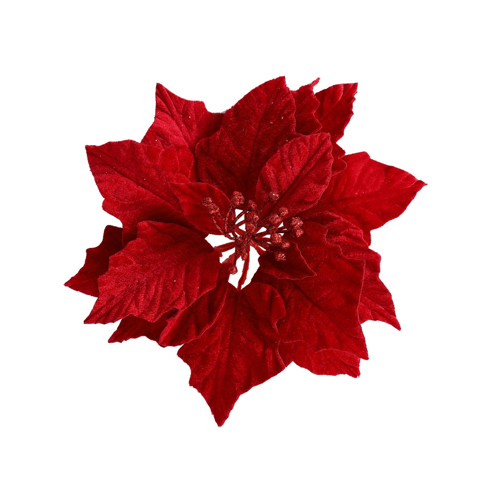 XM-TR-FLOWER-14PCS-RD-202508061804-00 Jingle Jollys 14Pcs Christmas Tree Flowers Set Xmas Garland Wreath Ornaments Red - Image 1